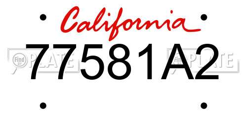 77581A2 California License Plate