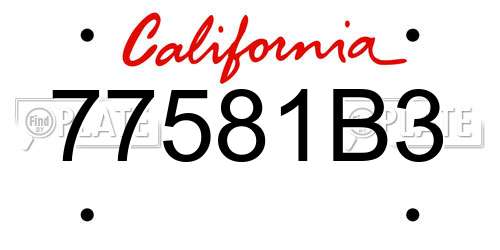 77581B3 California License Plate