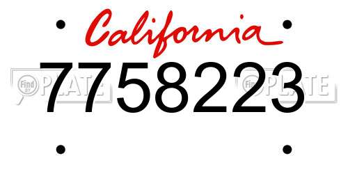 7758223 California License Plate