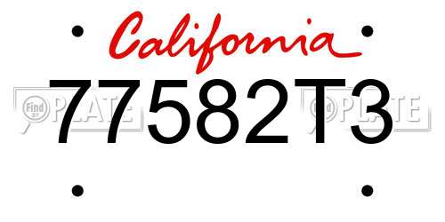 77582T3 California License Plate