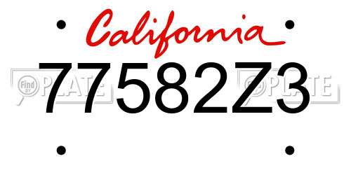 77582Z3 California License Plate