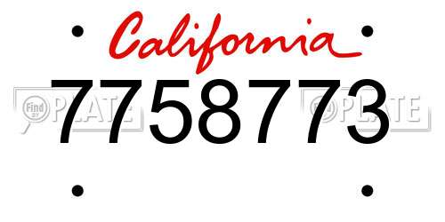 7758773 California License Plate