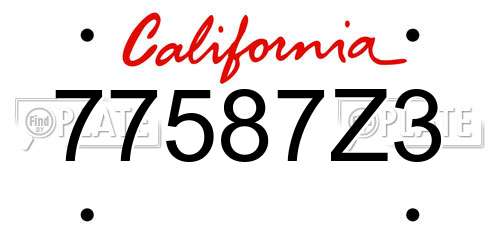 77587Z3 California License Plate