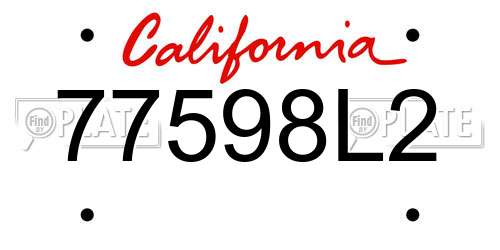 77598L2 California License Plate