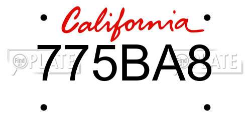 775BA8 California License Plate