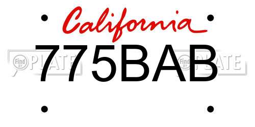 775BAB California License Plate