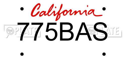 775BAS California License Plate