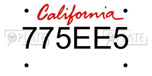775EE5 California License Plate