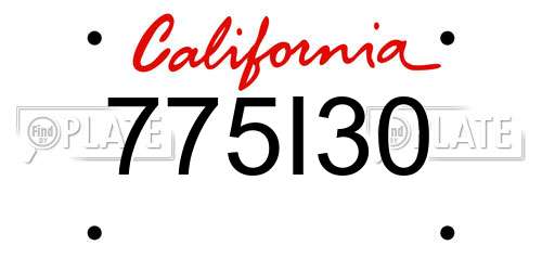 775I30 California License Plate