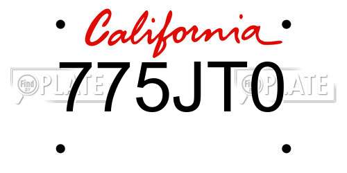 775JT0 California License Plate