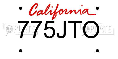 775JTO California License Plate