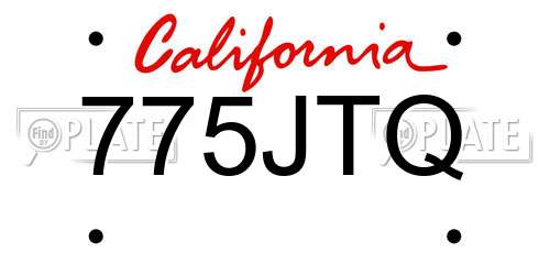 775JTQ California License Plate