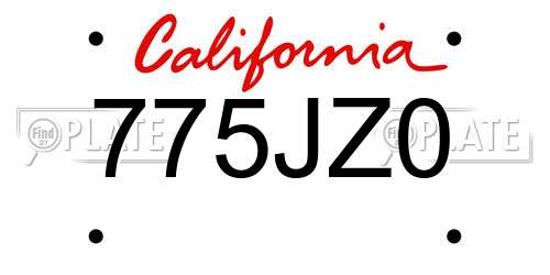 775JZ0 California License Plate