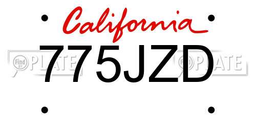 775JZD California License Plate
