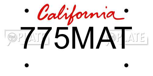 775MAT California License Plate