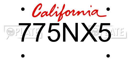 775NX5 California License Plate