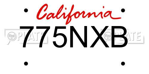 775NXB California License Plate