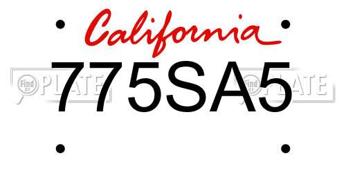 775SA5 California License Plate