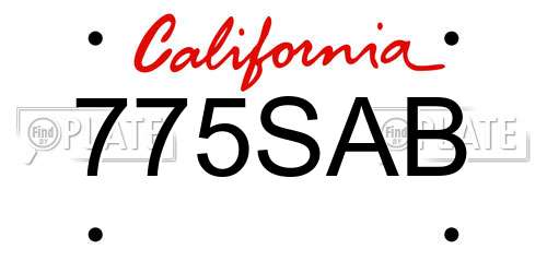775SAB California License Plate