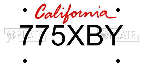775XBY California License Plate