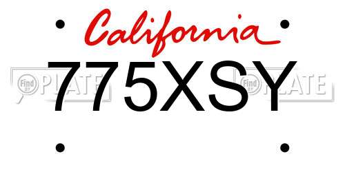 775XSY California License Plate