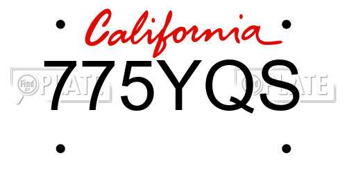 775YQS California License Plate