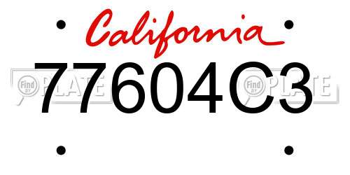 77604C3 California License Plate