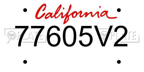 77605V2 California License Plate