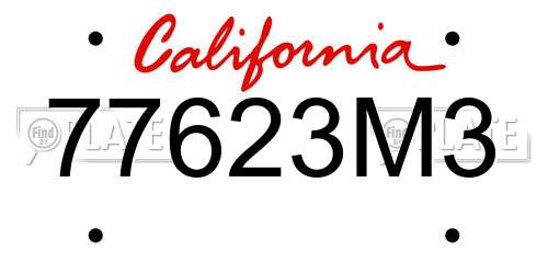 77623M3 California License Plate
