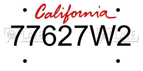 77627W2 California License Plate