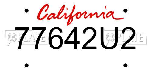 77642U2 California License Plate