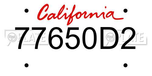 77650D2 California License Plate