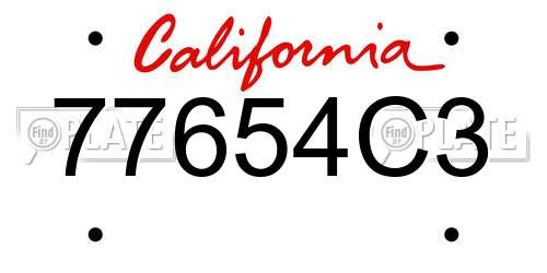 77654C3 California License Plate