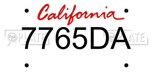 7765DA California License Plate