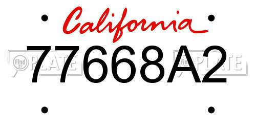 77668A2 California License Plate