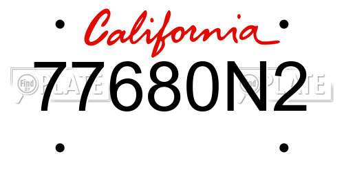 77680N2 California License Plate