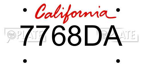 7768DA California License Plate