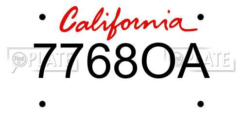 7768OA California License Plate
