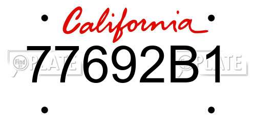 77692B1 California License Plate