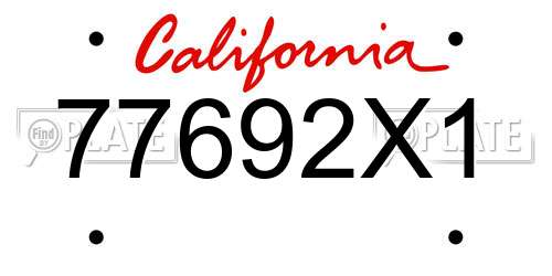 77692X1 California License Plate