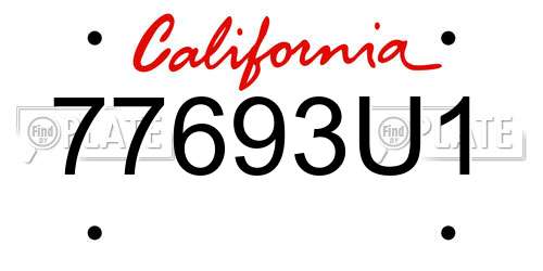 77693U1 California License Plate