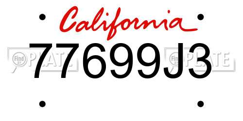 77699J3 California License Plate