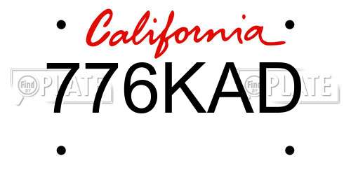 776KAD California License Plate