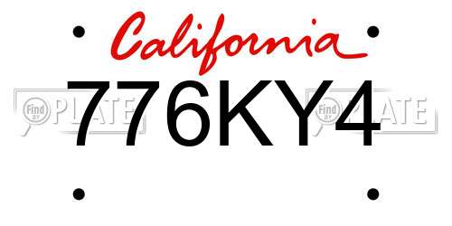 776KY4 California License Plate