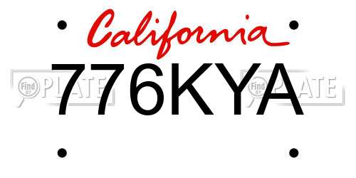 776KYA California License Plate