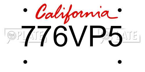776VP5 California License Plate