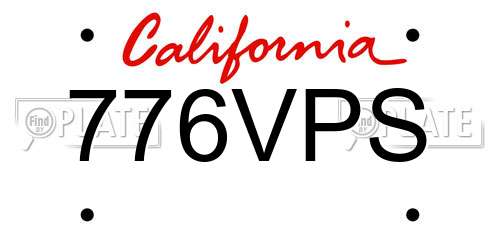 776VPS California License Plate