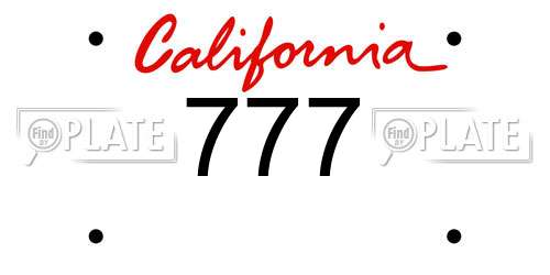 777 California License Plate