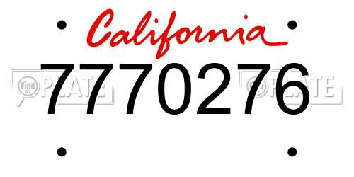7770276 California License Plate