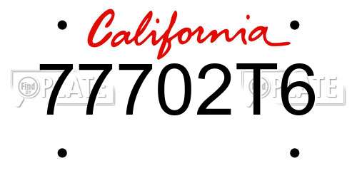 77702T6 California License Plate